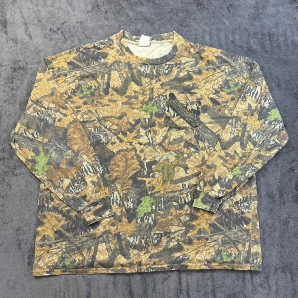 Vintage Jerzees Outdoors Realtree Camo Long Sleeve Pocket Tee 2XL